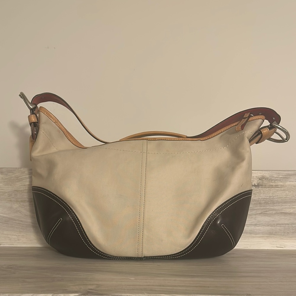 Coach SoHo Twill Hobo Cream Purse